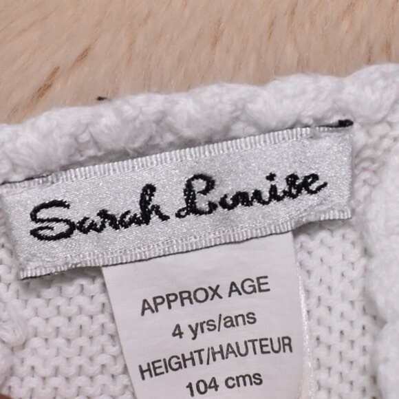 Little Girls Cardigan Sweater White Cotton Knit Cropped - Picture 3 of 7